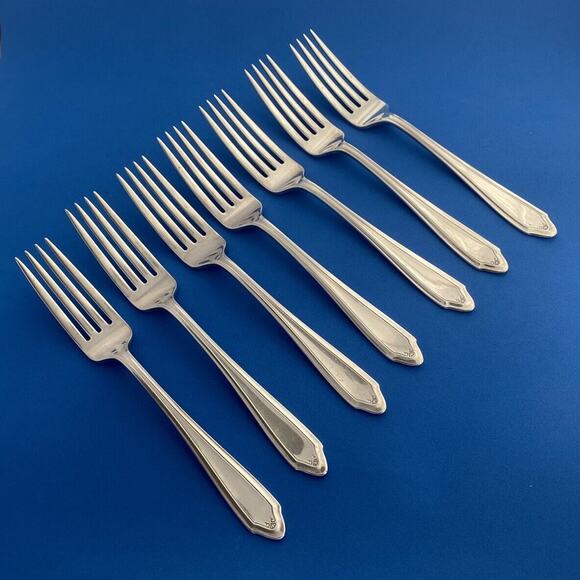 National Silver Company AA 7 1/2” Dinner Forks Flatware Set of 7 Vintage - Picture 4 of 15